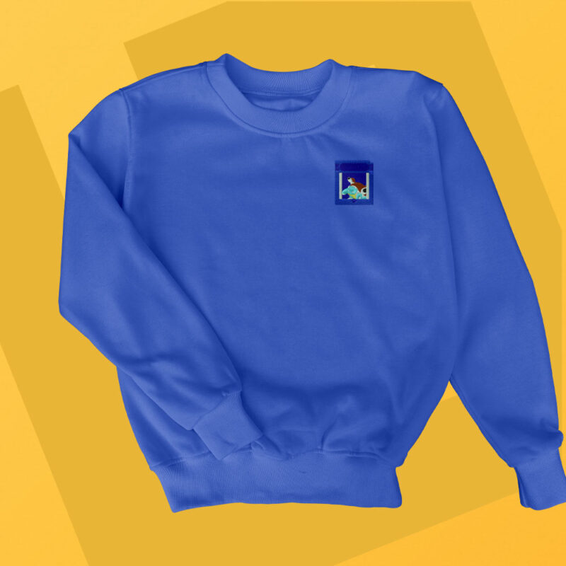 Sudadera sin Capucha Bordada - Pokémon Azul