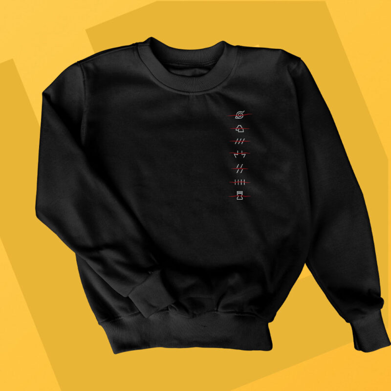 Sudadera sin Capucha Bordada - Naruto Akatsuki Aldeas Renegados