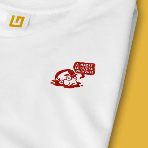 Camiseta-Bordada-A-Nadie-Le-Gusta-Milhouse-Los-Simpsons-White Camiseta Bordada - A Nadie Le Gusta Milhouse Los Simpsons