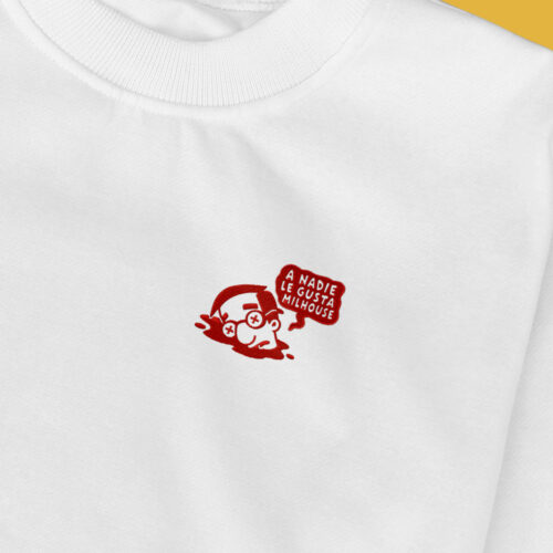 Sudadera-Bordada-A-Nadie-Le-Gusta-Milhouse-Los-Simpsons-White Sudadera sin Capucha Bordada - A Nadie Le Gusta Milhouse Los Simpsons